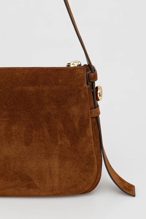 Tory Burch torebka zamszowa Romy Suede Shoulder kolor brązowy 177365.200 - zdjęcie produktu nr 2