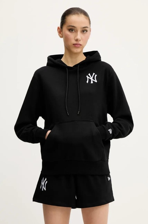 New Era bluza damska kolor czarny z kapturem z aplikacją 60564904 - zdjęcie produktu nr 1