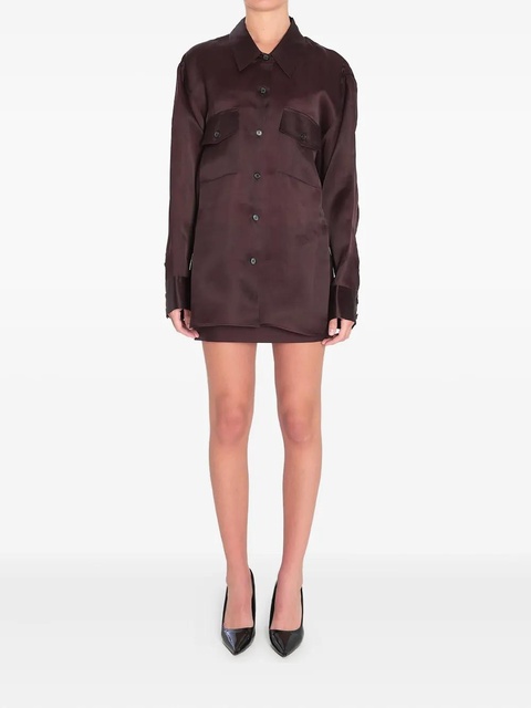 KHAITE Matteo flap-pocket button-front shirt - Brown - zdjęcie produktu nr 2