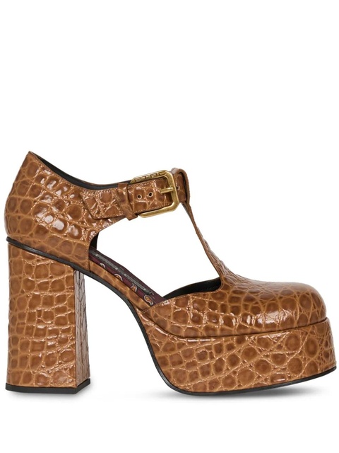 ETRO 110mm crocodile-embossed platform pumps - Brown - zdjęcie produktu nr 1