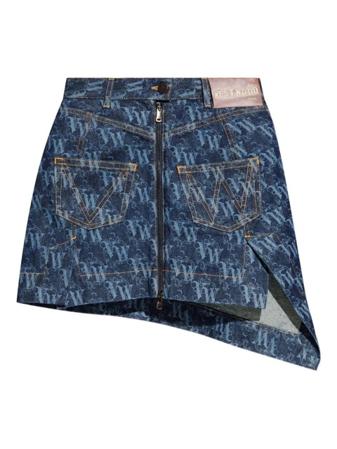 Vivienne Westwood logo-pattern asymmetric mini skirt - Blue - zdjęcie produktu nr 1