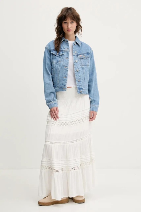 Superdry spódnica kolor beżowy maxi rozkloszowana W7210351A-71D - zdjęcie produktu nr 2