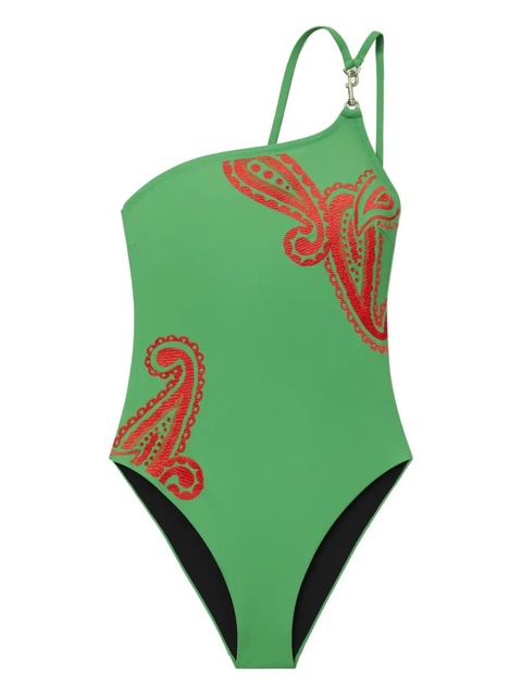 Tory Burch one-shoulder swimsuit - Green - zdjęcie produktu nr 2