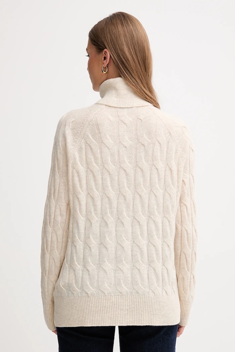 Tommy Hilfiger sweter wełniany damski kolor beżowy lekki z golfem WW0WW46791 - zdjęcie produktu nr 2