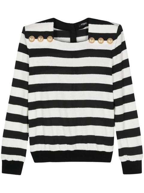 Balmain embossed-button striped jumper - Black - zdjęcie produktu nr 1