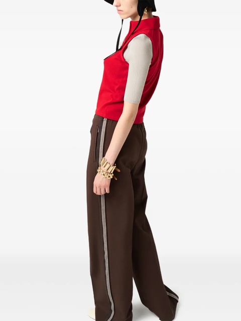 Miu Miu ribbed-collar zip-front sleeveless vest - Red - zdjęcie produktu nr 1