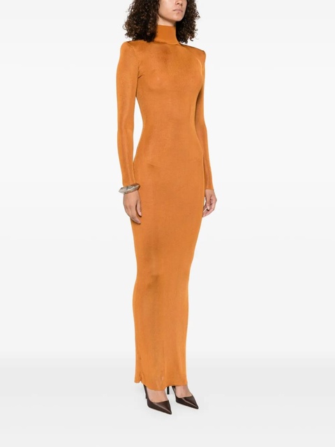 Self-Portrait high-neck long-sleeve dress - TAN - zdjęcie produktu nr 2