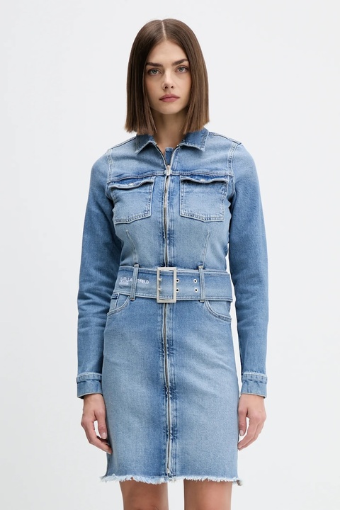 Karl Lagerfeld Jeans sukienka jeansowa kolor niebieski mini prosta A4W13001 - zdjęcie produktu nr 1
