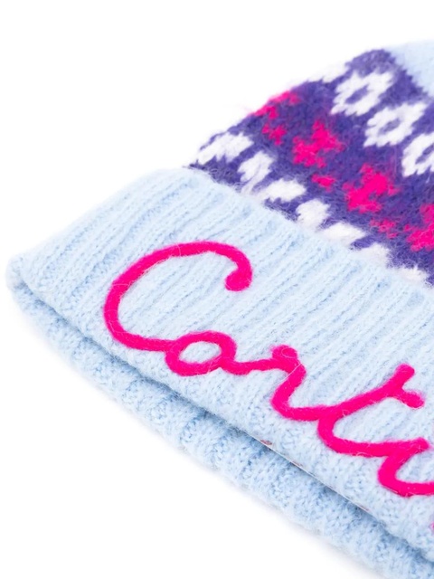 MC2 Saint Barth motif-embroidered fair-isle beanie - Blue - zdjęcie produktu nr 2