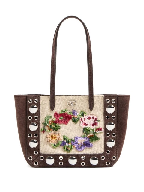 Valentino Garavani mini Nellcote embroidered tote bag - Brown - zdjęcie produktu nr 1