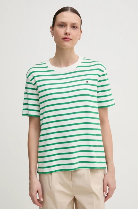 Tommy Hilfiger t-shirt bawełniany damski kolor zielony WW0WW46158 - zdjęcie produktu nr 1