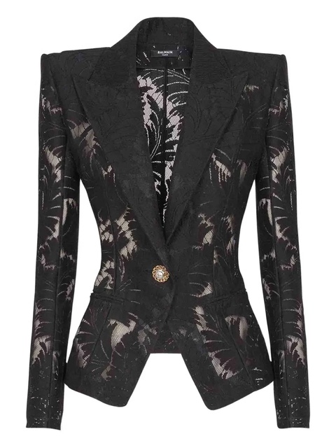 Balmain lace-patterned structured jacket - Black - zdjęcie produktu nr 1