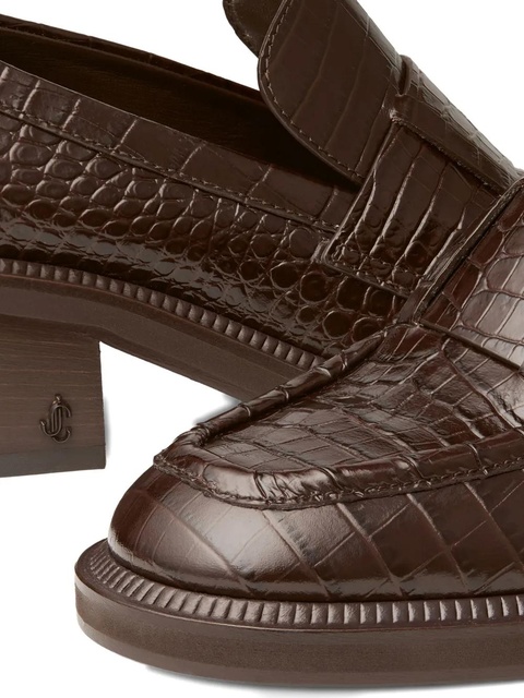 Jimmy Choo 50mm Tylor crocodile-effect leather loafer pumps - Brown - zdjęcie produktu nr 2