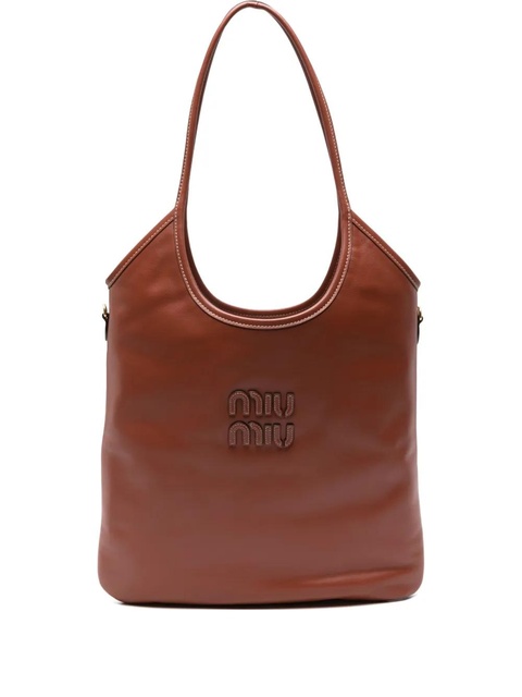Miu Miu logo-plaque leather shoulder bag - Brown - zdjęcie produktu nr 1