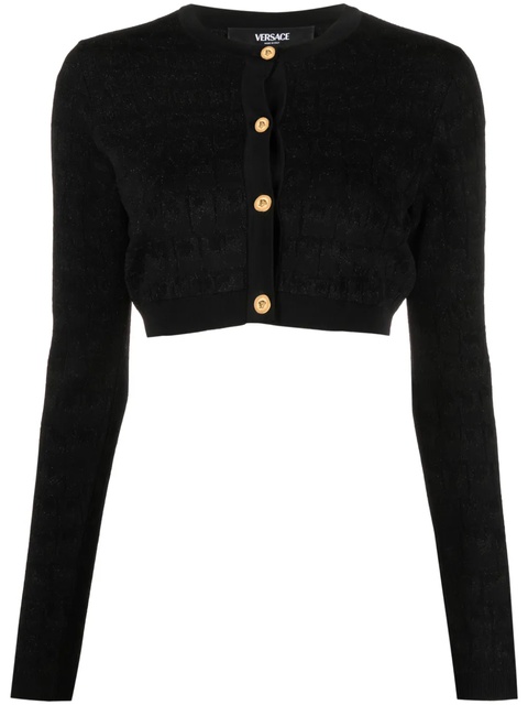Versace croc-jacquard cropped cardigan - Black - zdjęcie produktu nr 1
