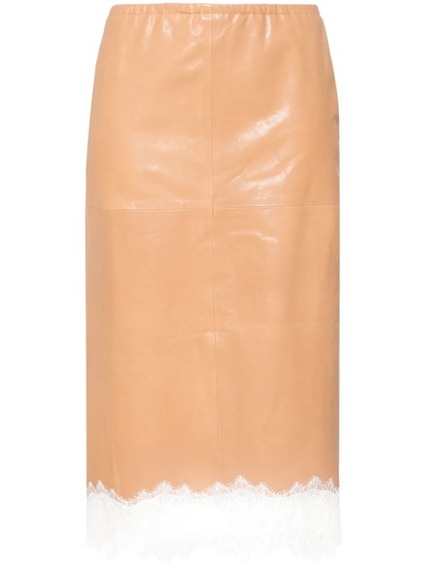 Blumarine lace-detail leather skirt - Neutrals - zdjęcie produktu nr 1