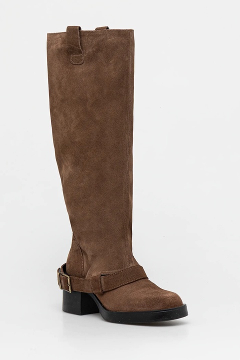 Steve Madden kozaki zamszowe Aletta kolor beżowy na płaskim obcasie 11004755 - zdjęcie produktu nr 1