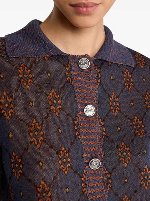 ETRO polo-neck patterned cardigan - Blue - zdjęcie produktu nr 2