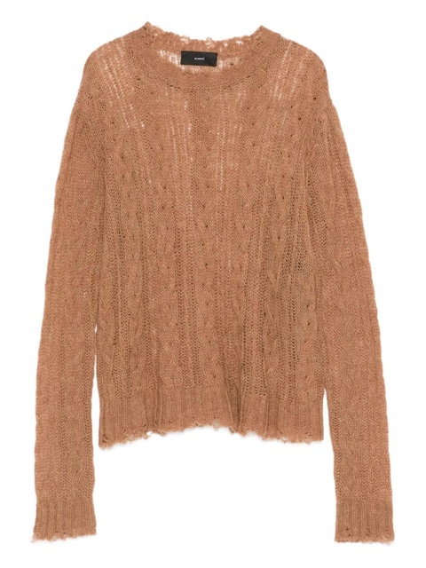 Alanui cable-knit frayed sweater - Brown - zdjęcie produktu nr 1