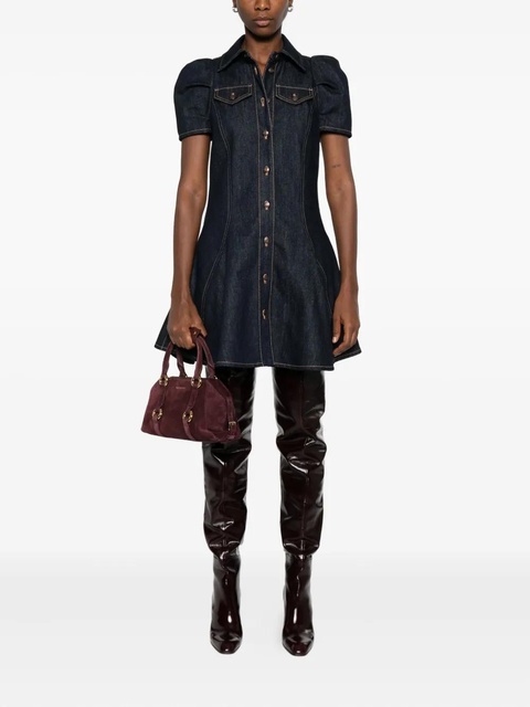 Alexander McQueen puff-sleeve button-front denim dress - Blue - zdjęcie produktu nr 2
