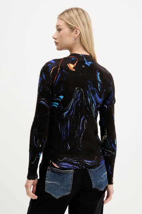 Desigual sweter BUTTERFLY LACROIX damski kolor czarny lekki 25WWJF05 - zdjęcie produktu nr 2