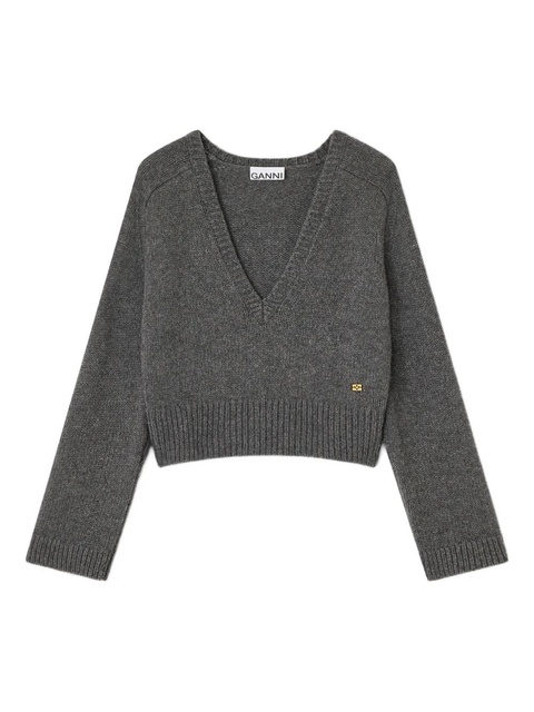 GANNI deep V-neck sweater - Grey - zdjęcie produktu nr 1