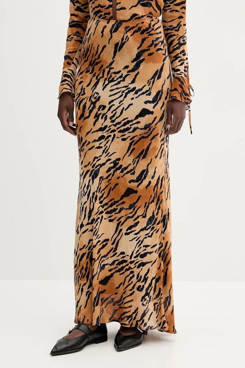 Never Fully Dressed spódnica kolor brązowy maxi rozkloszowana NFDSK714 - zdjęcie produktu nr 1