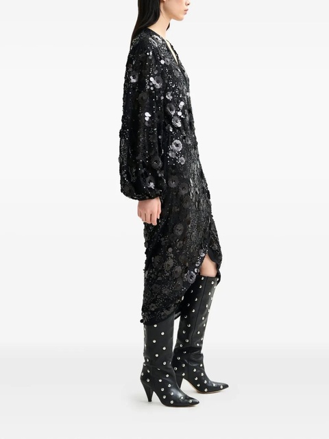 Essentiel Antwerp Ishine sequin-embroidered midi dress - Black - zdjęcie produktu nr 1