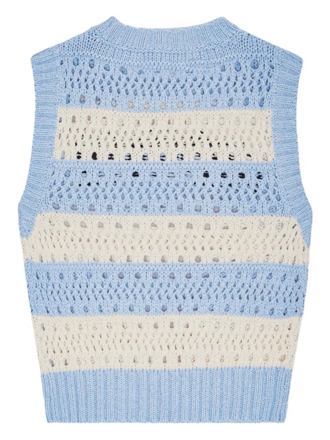 GANNI crochet-knitted striped top - Blue - zdjęcie produktu nr 2