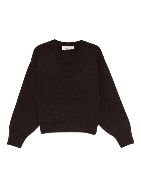 Róhe V-neck ribbed-knit jumper - Brown - zdjęcie produktu nr 1