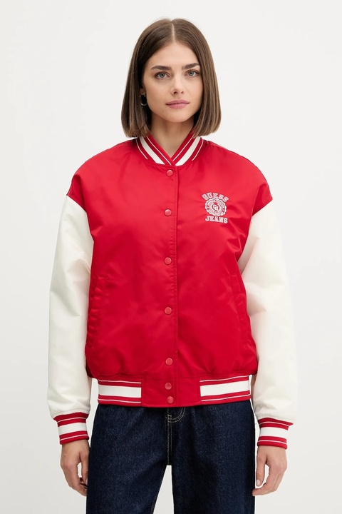 Guess Jeans kurtka bomber kolor czerwony przejściowa W5YL15 WHAA2 - zdjęcie produktu nr 1