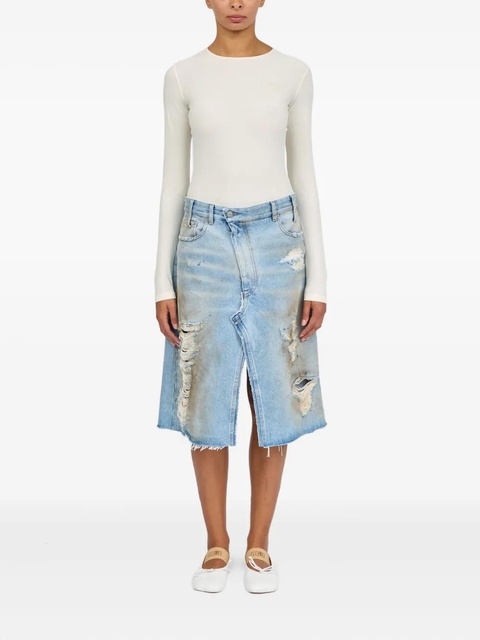 MM6 Maison Margiela ripped-detail denim skirt - Blue - zdjęcie produktu nr 2