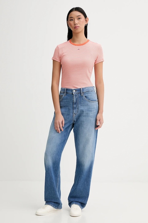 Tommy Jeans t-shirt damski kolor pomarańczowy DW0DW17383 - zdjęcie produktu nr 2