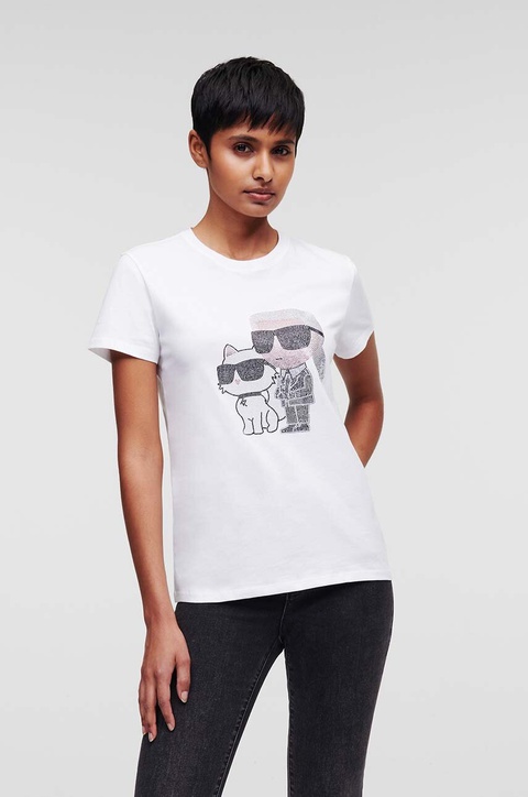Karl Lagerfeld t-shirt bawełniany kolor biały - zdjęcie produktu nr 1
