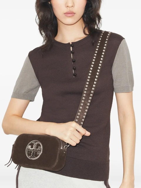 Tory Burch mini Miller logo-studded suede crossbody bag - Brown - zdjęcie produktu nr 1