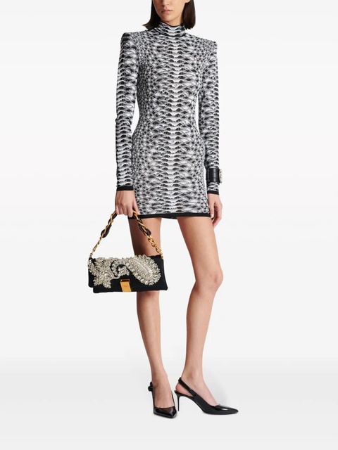 Balmain python-jacquard knitted minidress - Black - zdjęcie produktu nr 2