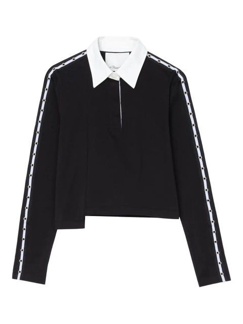 3.1 Phillip Lim panelled eyelet-detail polo top - Black - zdjęcie produktu nr 1