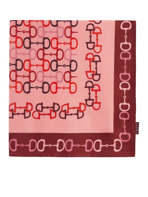Gucci horsebit-pattern silk scarf - Pink - zdjęcie produktu nr 2