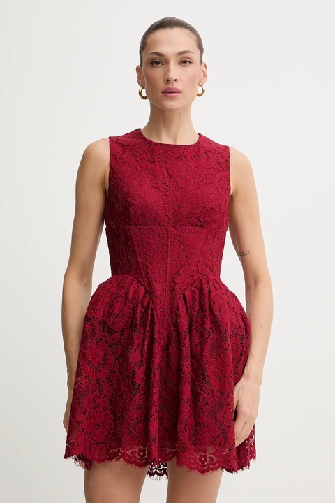 Bardot sukienka kolor bordowy mini rozkloszowana 60091DB - zdjęcie produktu nr 1