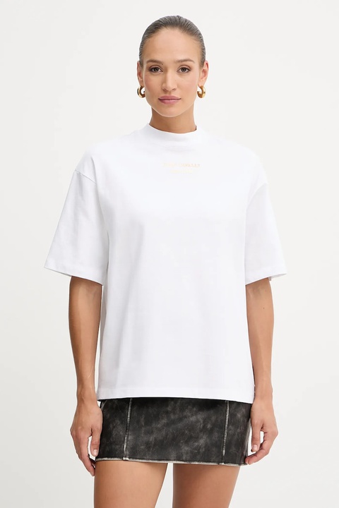 Just Cavalli t-shirt bawełniany damski kolor biały 79PAHT01 CJ518 - zdjęcie produktu nr 1