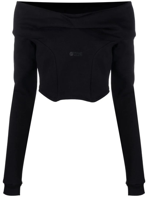 GCDS off-shoulder cropped sweatshirt - Black - zdjęcie produktu nr 1