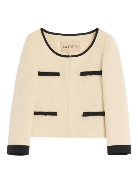 Valentino Garavani bow-detail tweed jacket - Neutrals - zdjęcie produktu nr 1