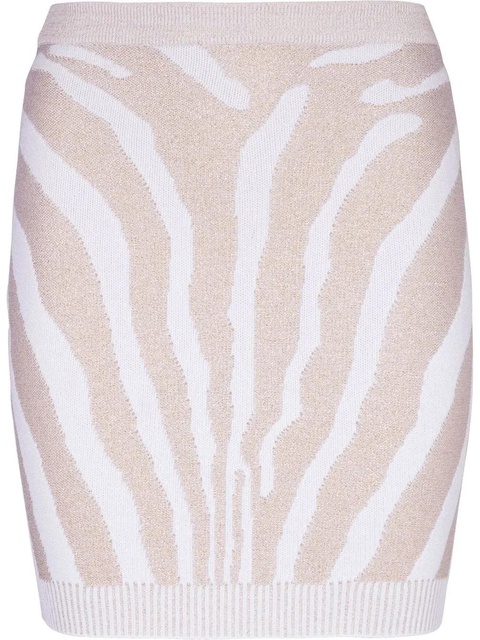 Balmain zebra intarsia-knit miniskirt - Neutrals - zdjęcie produktu nr 1