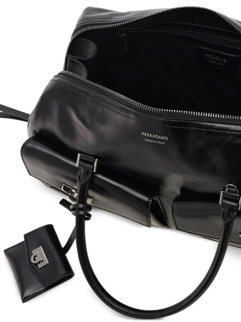 Ferragamo medium leather flap-pockets tote bag - Black - zdjęcie produktu nr 2