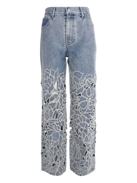 Simkhai Betty straight-leg floral-laser-cut jeans - Blue - zdjęcie produktu nr 1