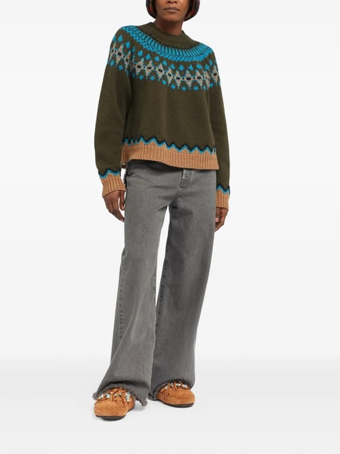 Alanui Sweet Winter fair isle pattern wool sweater - Green - zdjęcie produktu nr 2