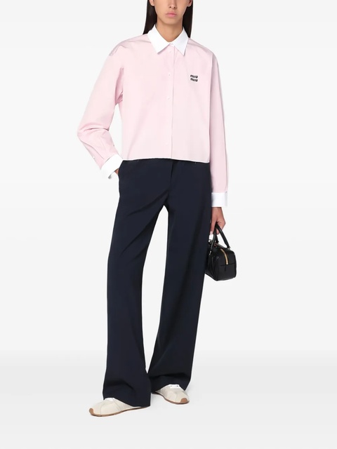 Miu Miu logo-patch trousers - Blue - zdjęcie produktu nr 1