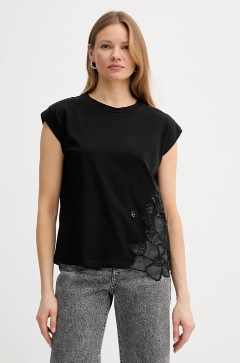 Marciano Guess t-shirt bawełniany NADJA damski kolor czarny 5GGI02 6298A - zdjęcie produktu nr 2
