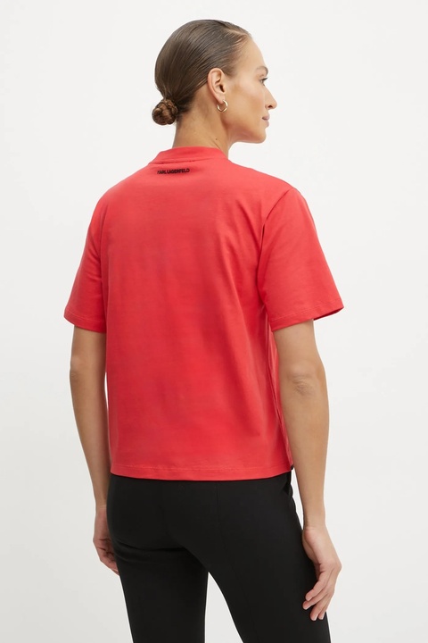 Karl Lagerfeld t-shirt bawełniany damski kolor czerwony A1W17013 - zdjęcie produktu nr 2