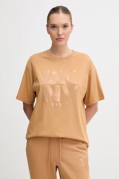 Dkny t-shirt bawełniany damski kolor brązowy DP5T1470 - zdjęcie produktu nr 2